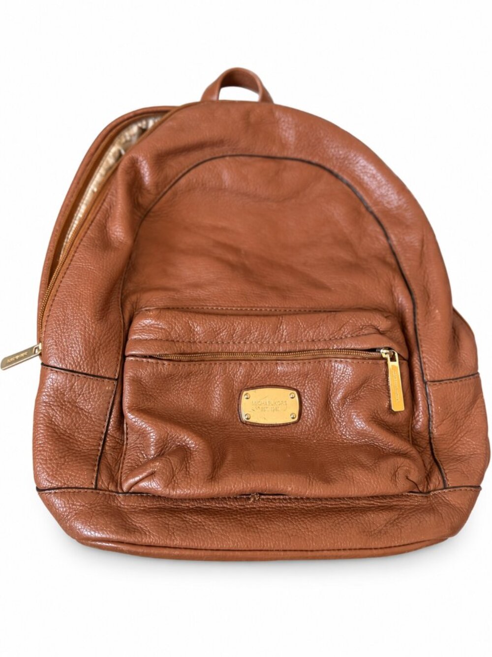 Michael Kors Brown Pebbled Leather Backpack Gold Hardware